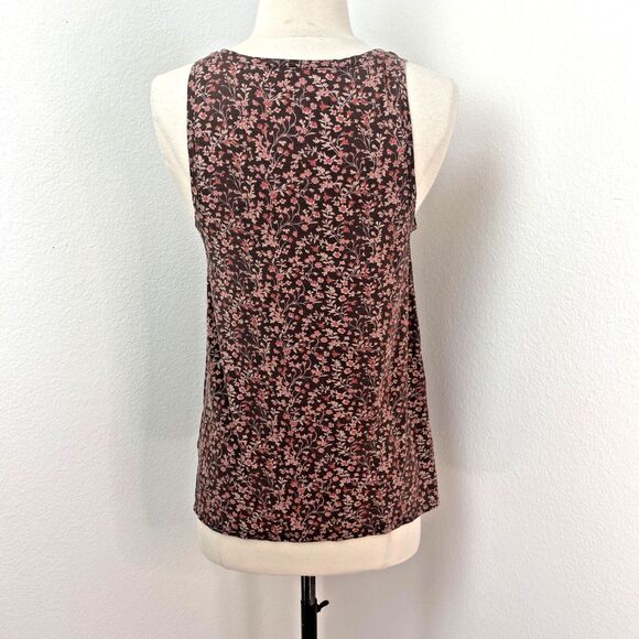 Vintage Y2K Tank Top American Eagle Outfitter Small Brown Calico Print Knit Boho - Picture 6 of 10